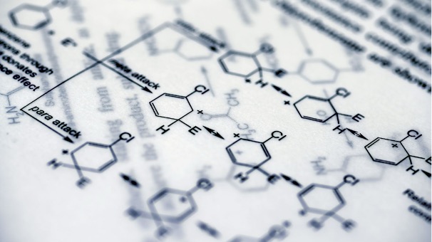 symbolic image of complex ingredients: chemical formulas