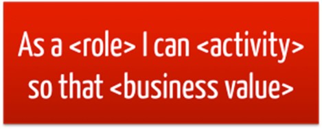 Formulation template for user stories