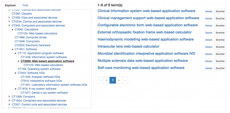 GMDN codes for software