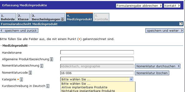 DIMDI: Registration with UMDNS code